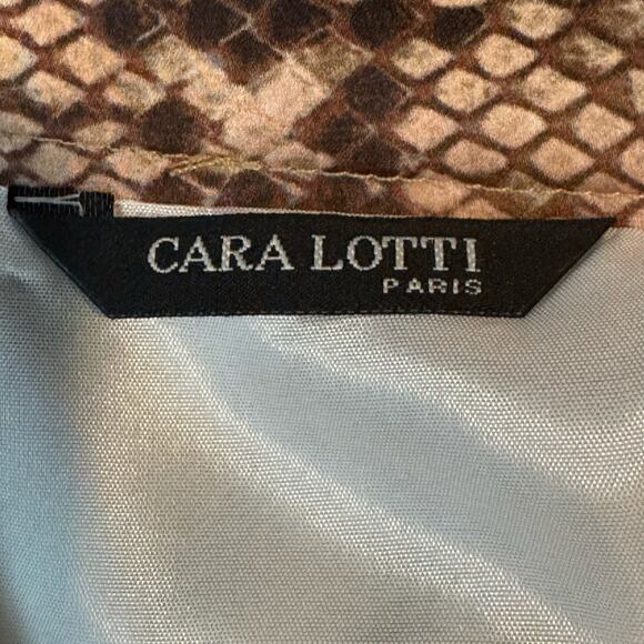 Cara Lotti Silk Sheath Dress Size 8 Brown Rust Yellow Cap Sleeves Scoop Neck - Picture 5 of 7